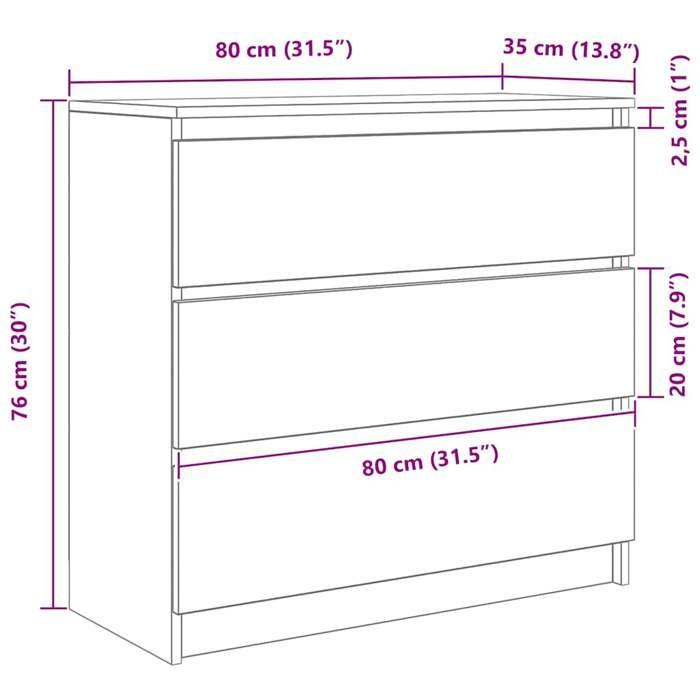 VidaXL Buffet Smoked Oak 80x35x76 Cm Engineered Wood, Storage Furniture, Kitchen Storage Furniture, Furniture of 861737