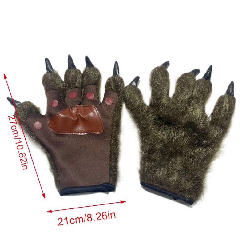 Cosplay Costume Werewolf Claw Gloves for Women Plush Beast Claw Gloves Halloween Party Anime Props RolePlay Hand Warmers