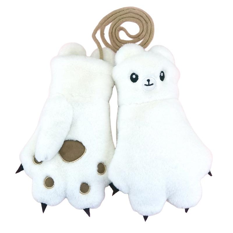 Meier O 72542 winter kids warm gloves cartoon bear paw gloves 9.45inch белый