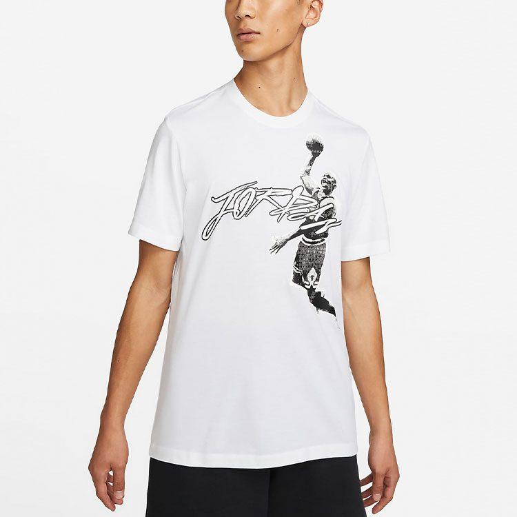 Jordan T Shirts Men's White Crew Neck Moderate Straight Fit DH8926-100
