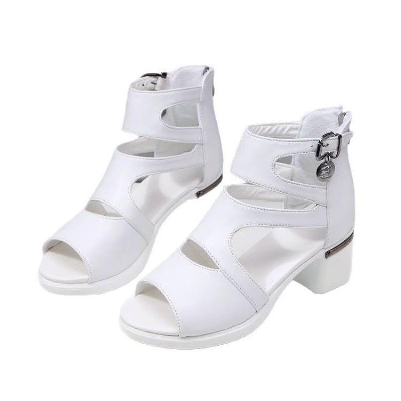 New summer square heel open-toed cool boots temperament fashion women's high heels fish mouth hollow sandals
