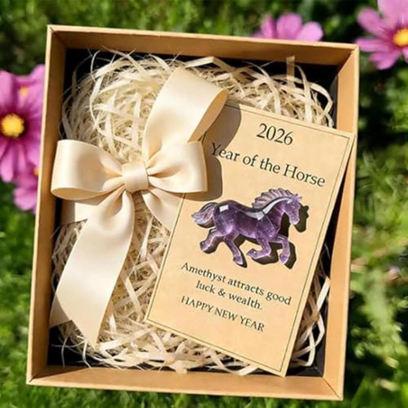 Lucky Crystal Horse a Symbol of Strength New Beginnings 2026, Horse Year Zodiac Blessing Souvenir, Lucky Green Aventurine Horse Figurine with Card