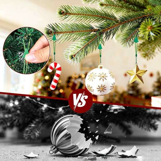 Decorative Garland Hangers 12 Pcs Christmas Hanger Ribbons, Silicone Ornament And Strings for Holiday Party Decor Accessories Tree, Adjustable Sliding