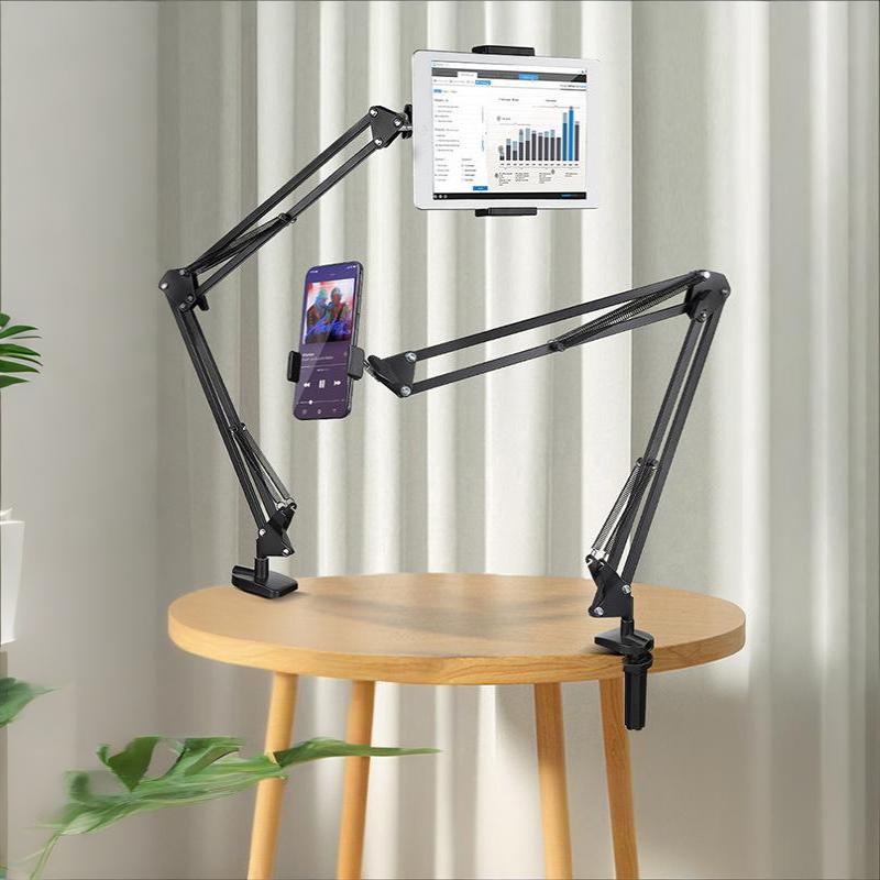 Adjustable Bedside Tablet Stand, Rotatable Long-Arm Metal Desktop Tablet Stand, Bedside Lazy Phone Holder