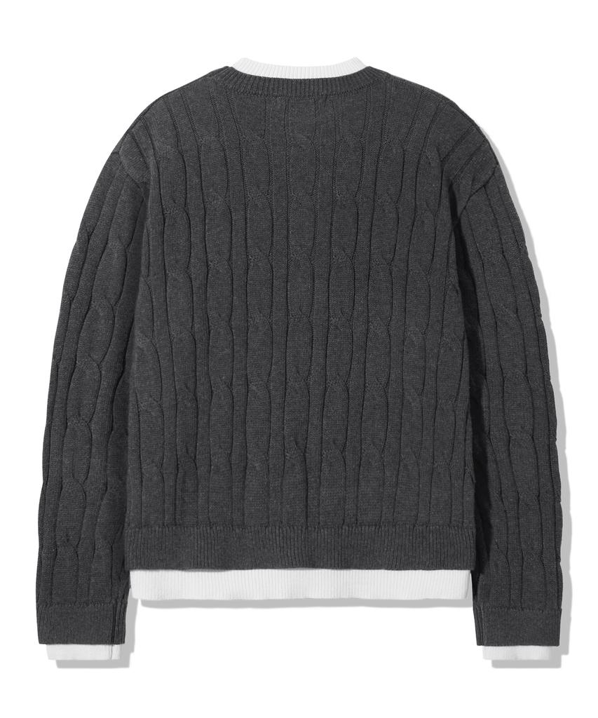 TRILLION Layered Cable Knit_Charcoal