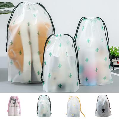 1PC Transparent Drawstring Waterproof Travel Storage Bags Shoe Clothes Organzier Portable