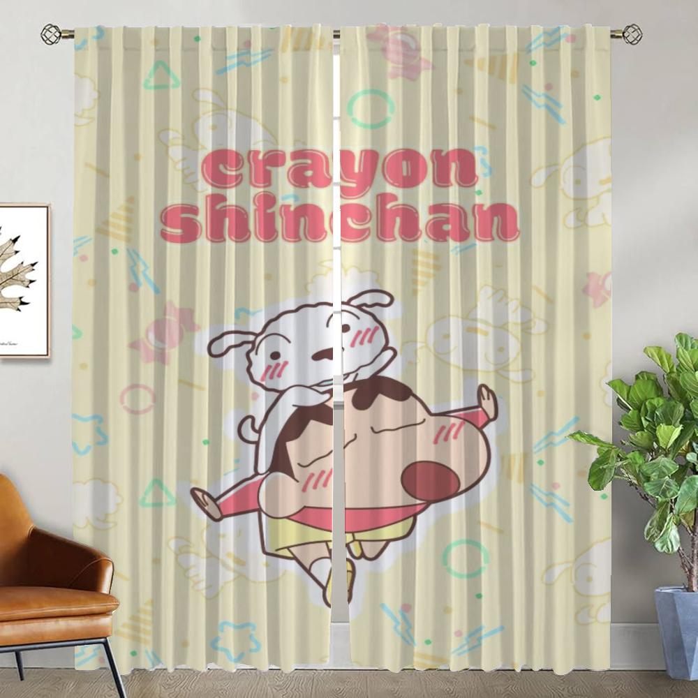 Crayon Shin-chans Blackout Curtains for Camera Living Room Curtain Tulle for Bedroom Partition Home Interior Curtains 2 Pieces