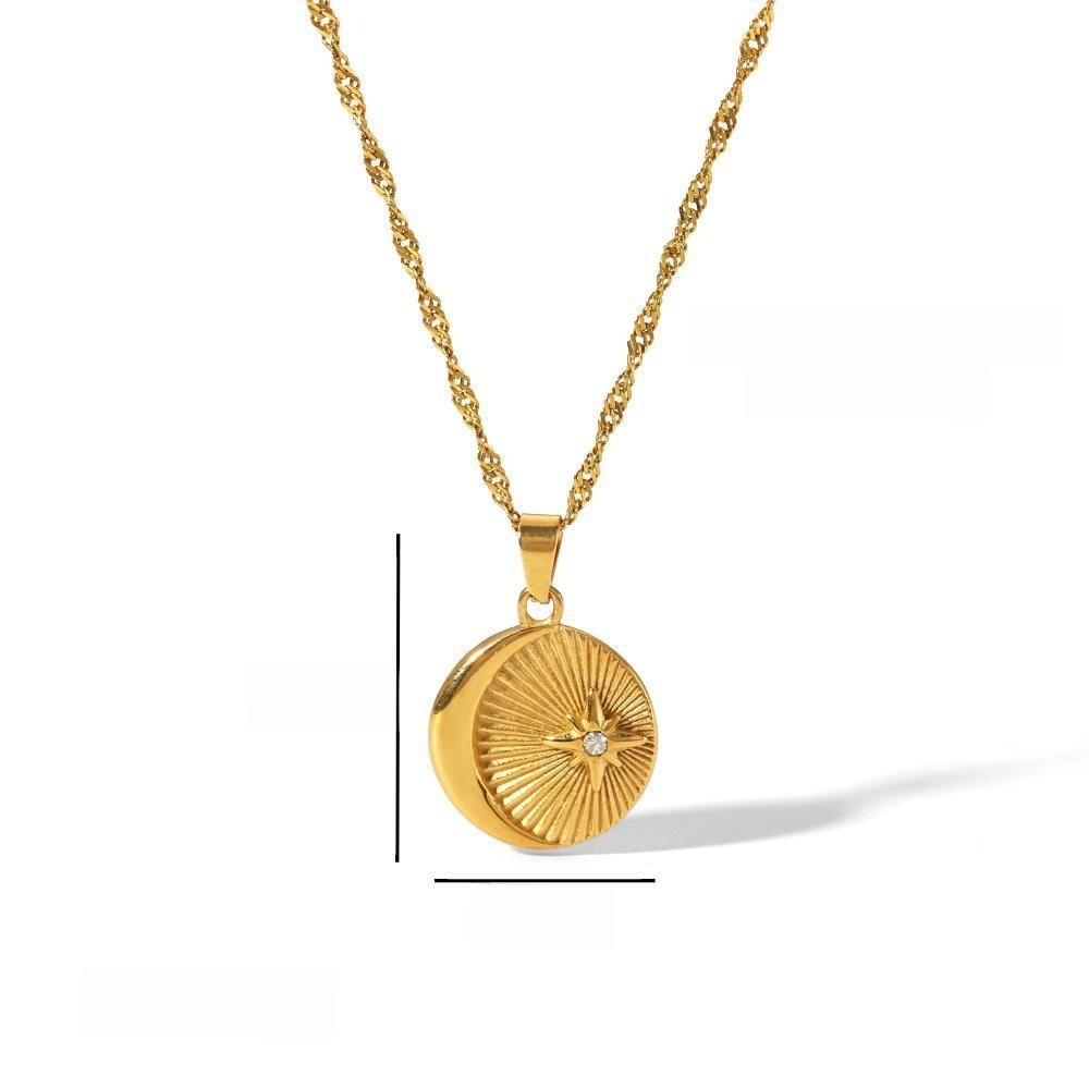 Style Geometric Star Pendant Necklace With Diamond Inlay For Women