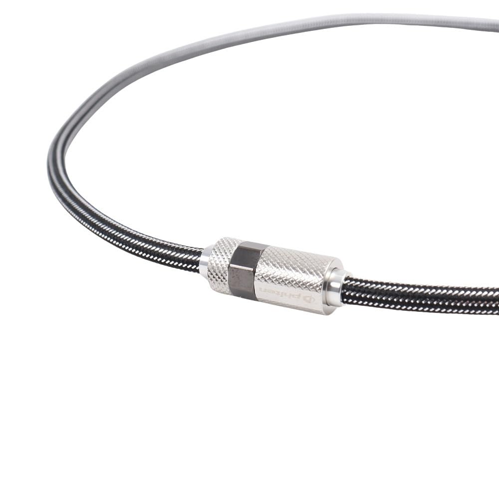 phiten Necklace RAKUWA Magnetic Neck Knurling Silver/Black 50cm [Stiff Shoulders]