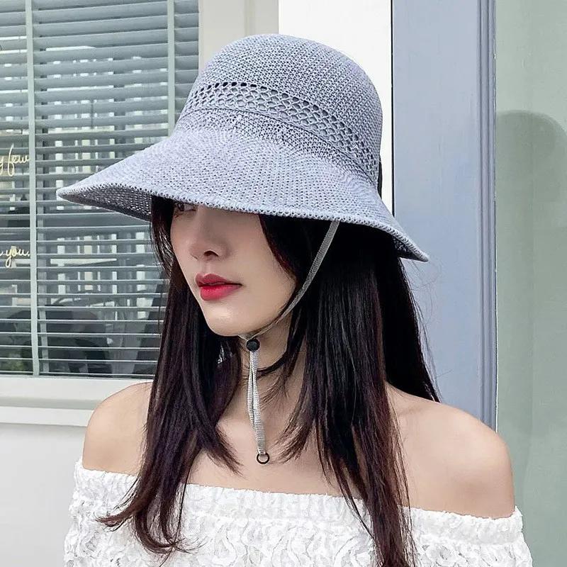 WTEMPO Pălării de Soare Femei cu Bor Lat, Culoare Solidă, de Primăvară-Vară, pentru Exterior, Respirabile, Pliabile, Casual, de Plajă, cu Protecție Solară