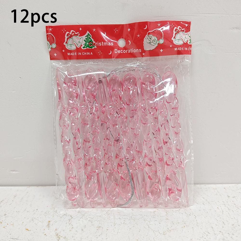 

12 шт. Забавные рождественские елочные подвески в виде сосулек, креативные акриловые украшения-сосульки, праздничные новогодние украшения 12pcs розовый