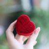 Flocked Heart Shaped Rose Ring Box Velvet Engagement  Display for Marriage Proposal Valentines Day Party