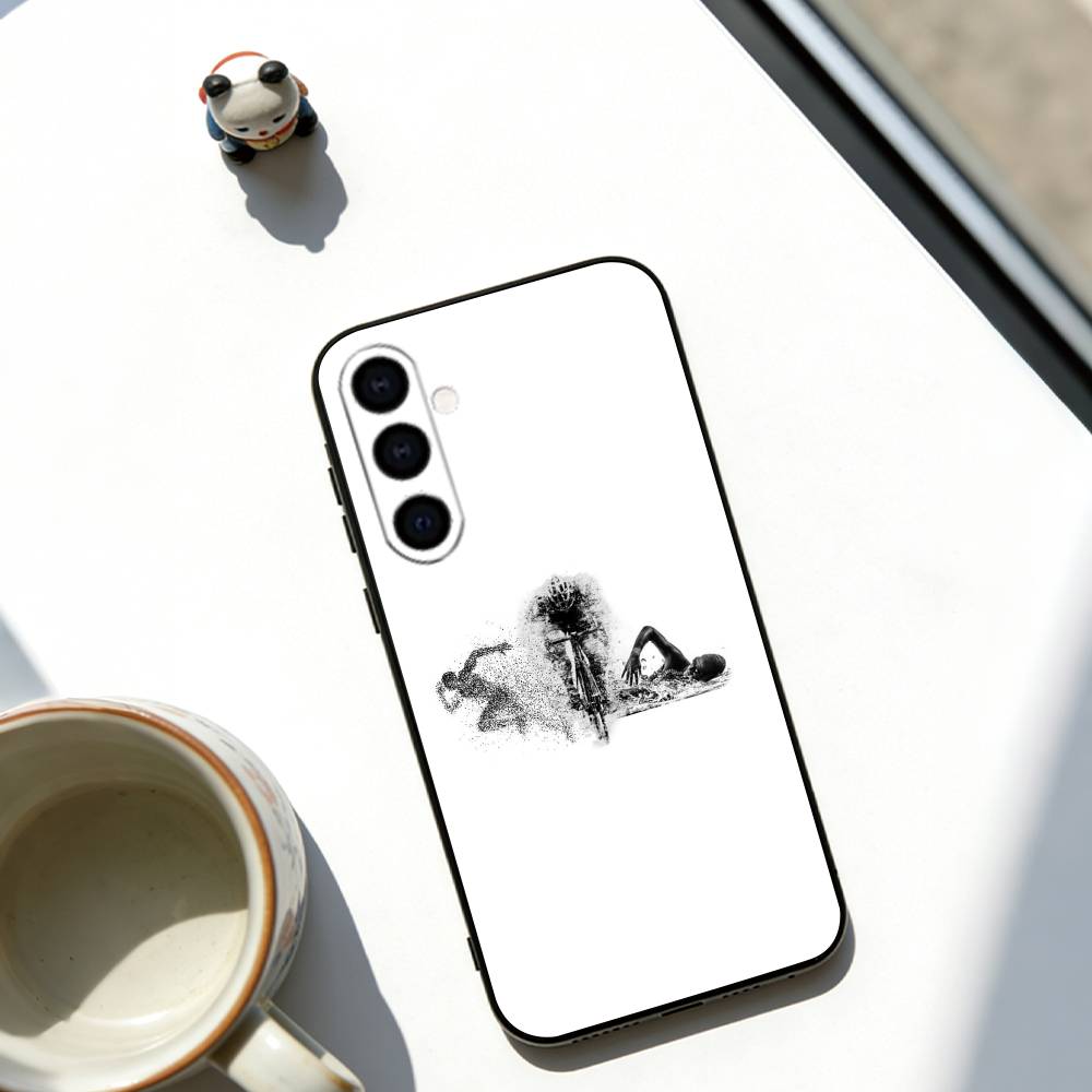 

Triathlon Swim Bike Run Phone Case For Samsung Galaxy A73,A72,A71,A70,A53,A52,A51,Others Soft Black Cover Samsung a70