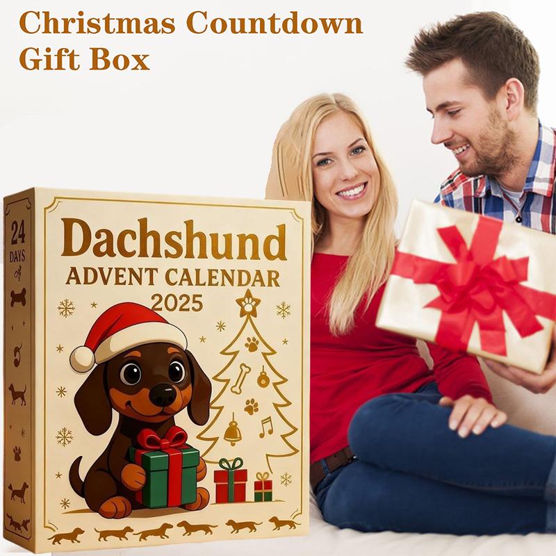 Calendrier de l'Avent Teckel 2025, Calendrier de Compte à Rebours de Noël 24 Jours Acrylique Mignon Teckel Décor d'Arbre de Fête Pour les Amoureux des Chiens