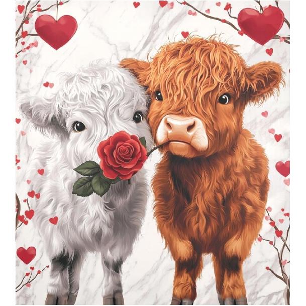 Kigai Highland Cow Valentine Dishwasher Magnet Cover Decorative Magnetic Dish Washer Front Door Cover Panel Decal Trimmable Magnet Sticker for