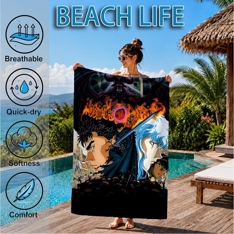 Dark Warrior's Rise Beach Towel, Super Soft Microfiber, Perfect Gift for Her/Him, Birthday, for Pool, Beach, Travel, Decor Beach Party