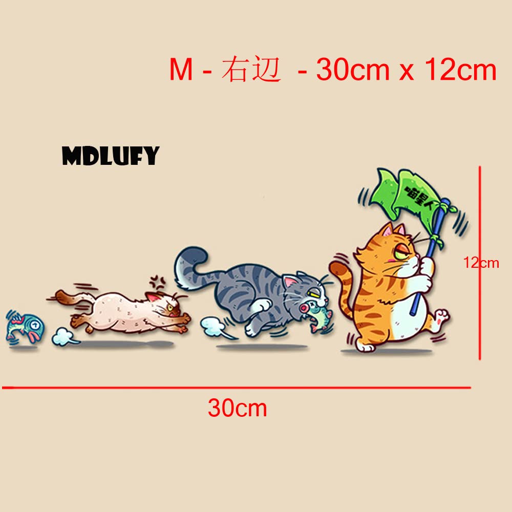 MDLUFY Car Sticker Cartoon Cat Cat Cartoon Waterproof Funny Sticker for Cars and Motorcycles