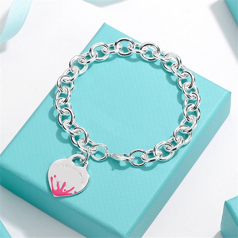 Damen Herzform Legierung Armband Mit Emaille Anhänger OT-Verschluss Ins Stil Verstellbare Länge 20 cm white