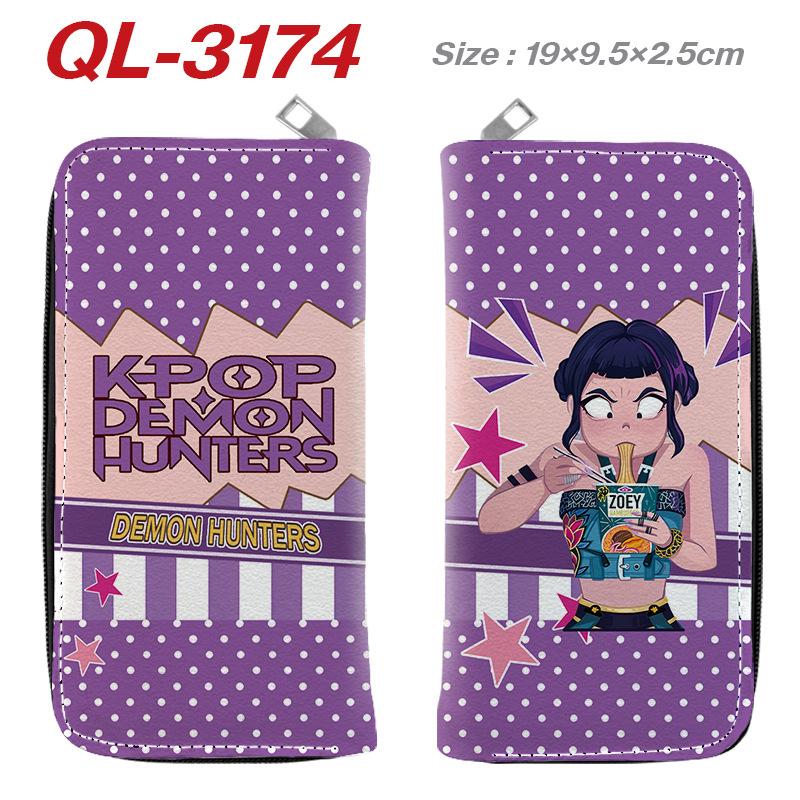Portafoglio Lungo con Zip KPop Demon Hunters in Pelle PU Portamonete Cartone Animato per Donna Porta Carte Multipli Rosa
