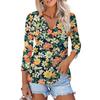 Women's Fashion Casual Print Button-down Shirt 3/4 Long Sleeve Tops