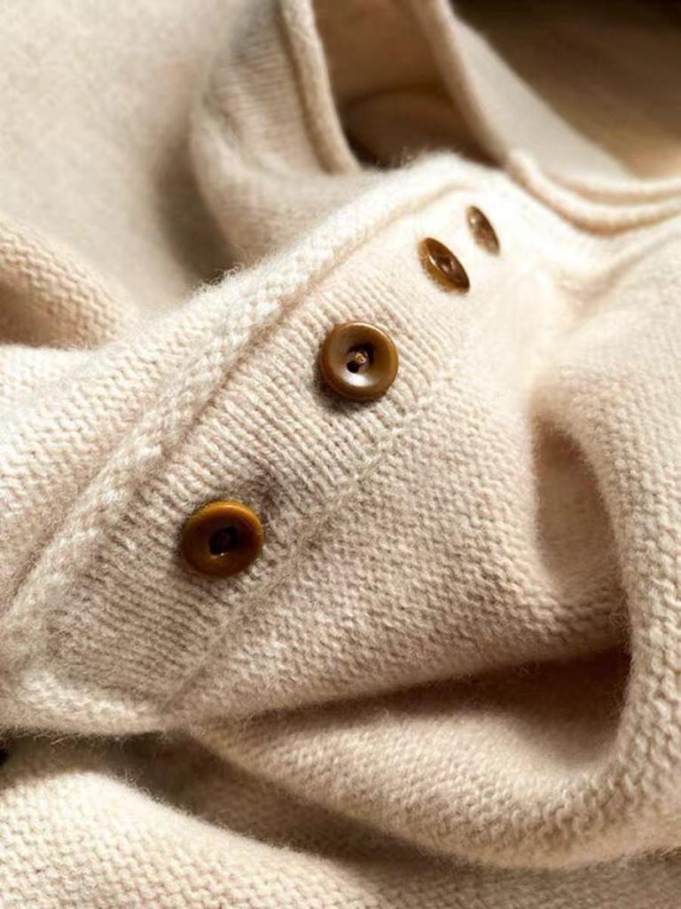 Women's French-Style Rolled Edge Round Neck Pullover Sweater - Soft, Cozy, Loose Fit for Autumn/Winter Layering