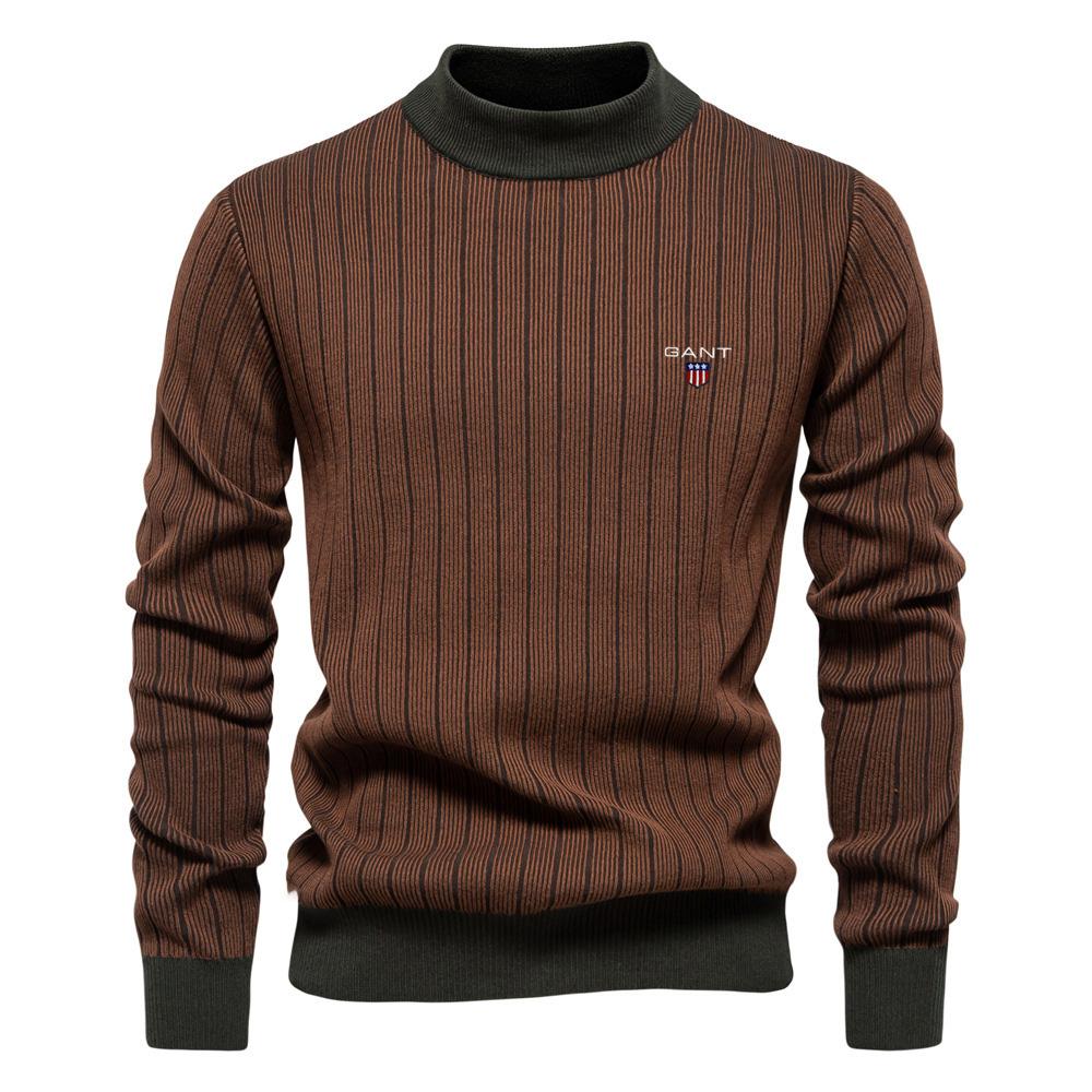 Gant Herbst und Winter Besticktes Neues Halbhoher Kragen Slim Gestreiftes Oberteil, Modischer Qualitäts Herren Pullover