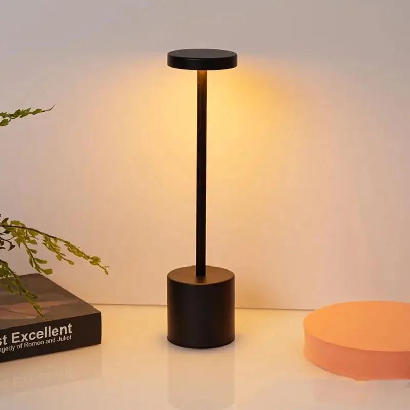 Modern LED Touch Control Metal Table Lamp USB Rechargeable, 3-Color Dimmable Desk Light for Bedroom, Living Room, Office, Home Decoration
