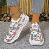 Zapatos tejidos voladores 2025 nuevos zapatos de suela gruesa combinación de colores de caña baja comercio exterior talla grande moda deportiva y de ocio zapatos individuales para mujer