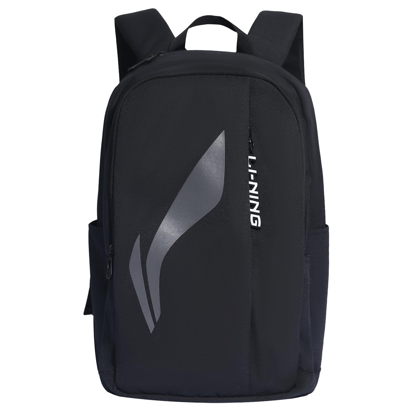 LiNing Large Capacity Multifunctional Sports Leisure Polyester Backpack Unisex Backpack Black ABSU601-1 Black