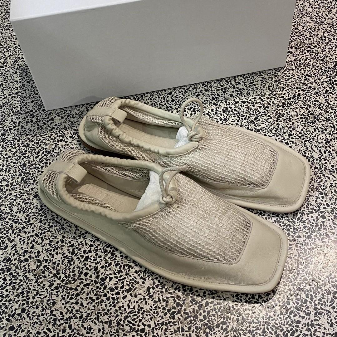 

Модные сандалии с квадратным носком и сетчатыми вставками, неглубокие, на шнуровке, слипоны, на плоской подошве, из мягкой кожи, удобные, простые женские туфли Sandalias Mujer 35 бежевый