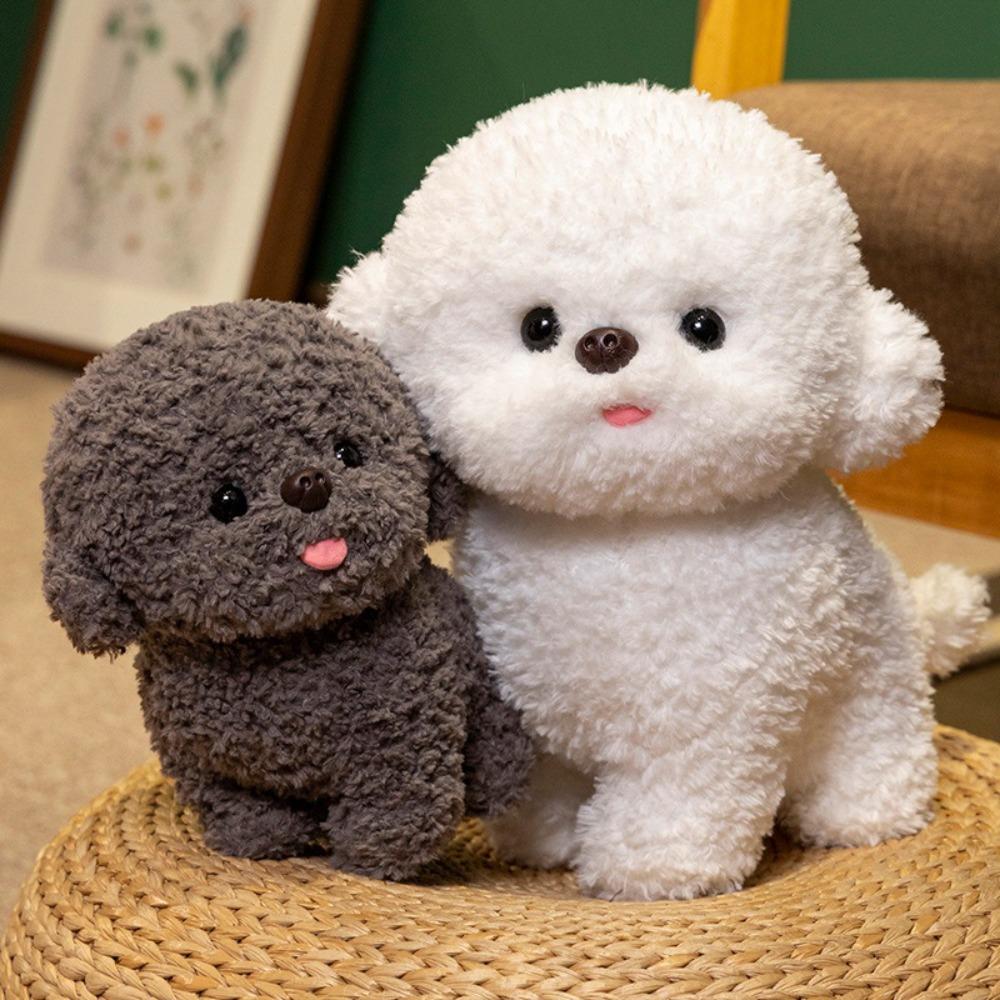 Simulation Bichon Frise Plush White Gray Puppy Plushies Doll Plush Dog Toy  Xmas Birthday Gifts