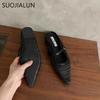 Fashion SUOJIALUN 2025 Summer New Women Slipper Fashion Weave Hemp Slip On Mules Shoes Soft Flat Heel Outdoor Dress Sandal Shoes