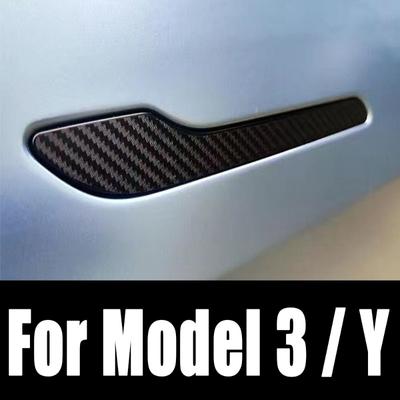Kohlefaser-Autoaufkleber für Tesla Modell 3 Y, PVC-Autotürgriff-Wrap-Aufkleber, Modifikationsgriff-Abdeckungs-Kit, Schutz