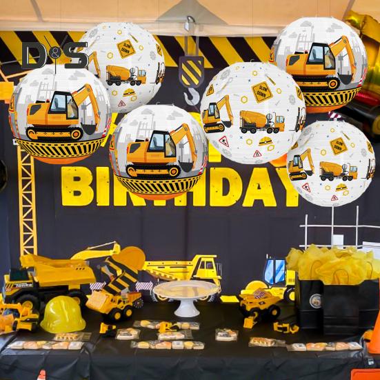 Excavator Paper Lanterns Construction Theme Party Decor Festive Atmosphere Creator for Doors Bedrooms Living Rooms