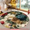 1Pcs Round Woven Area Rug Non-Slip Machine Washable Polyester Floor Mat for Living Room Bedroom Outdoor Patio Garden Deco