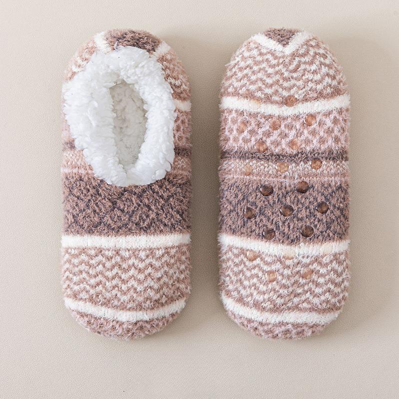 Winter Lambskin Floor Sock with Glue for Anti-slip Function. Men's and Women's Matching Socks. Thickened and Padded Home Use Snow Boots.