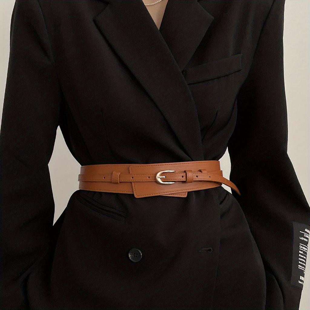 1PC Leather Detachable Girdle Stylish Pin Buckle Wide Waistband Vintage Coat Dress Belt For Women