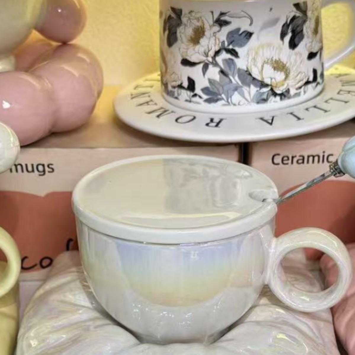 

Mug Ceramic Coffee Cup Set Household High Value Sunflower Coffee Ceramic Cup Saucer Ceramic Mug 200ml