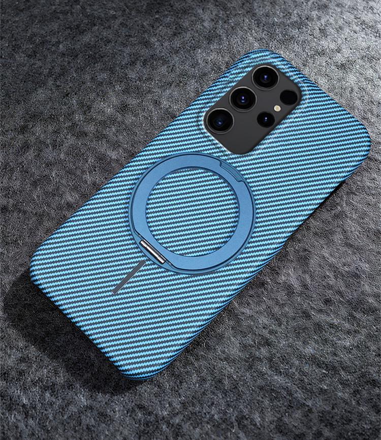 Samsung S26 Ultra Magnetic Carbon Fiber Phone Case with Rotating Stand