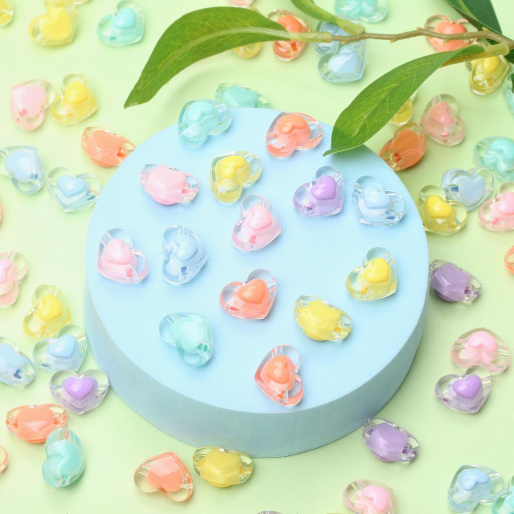 Candy Color For Jewelry Making Loose Beads DIY Crafts 10Pcs 13*17mm Pendant Heart Crafts Wholesale Necklace Bracelet Transparent Acrylic Unisex