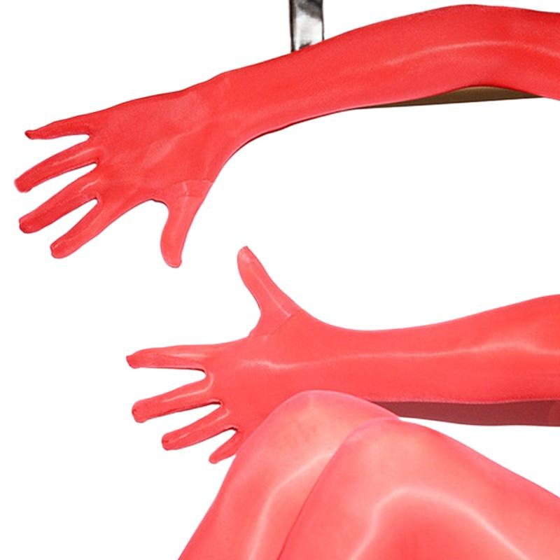 1Pair Long Gloves Anti UV Five Finger Gloves Soft Oil Shiny High Elastic Mittens Thin Nylon Breathable Glossy Sun Protection