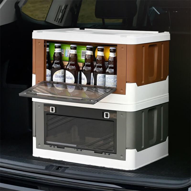 Handun Transparent Side-Opening Folding Storage Box with Wheels and Handle