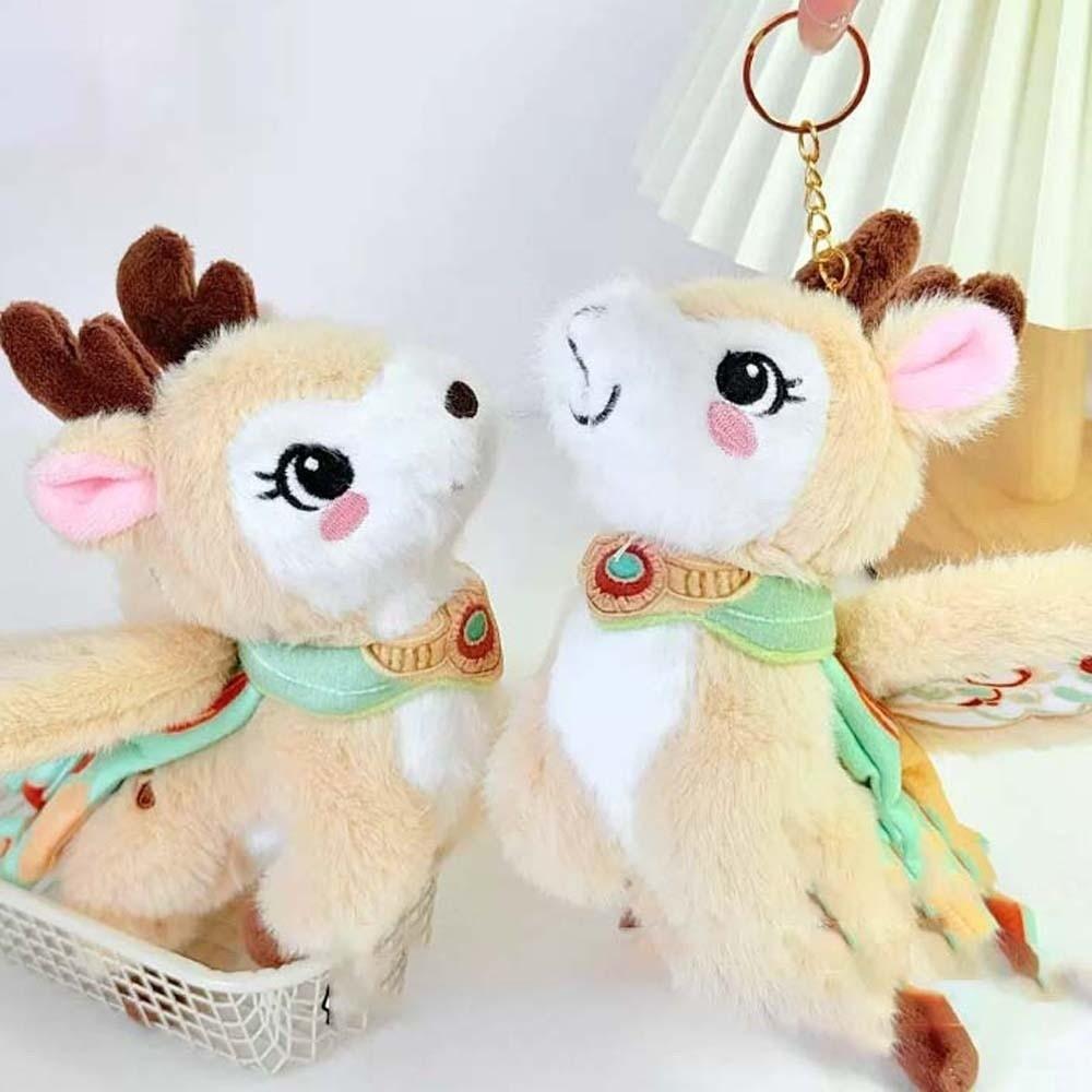 Soft Nine-Colored Deer Keychain Cartoon Plush Doll Key Ring Flying Cat Pendant Festival Gifts