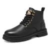 Men's boots four seasons new soft sole high-top non-slip casual boots fashion outdoor boots youth Joker work boots leather boots