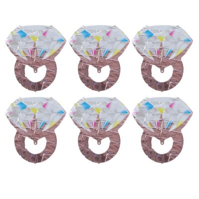 6 st Diamantring Ballong Aluminiumfolie Sfärisk Diamantring Ballonger Möhippa Bröllop Förlovning Dekorativ