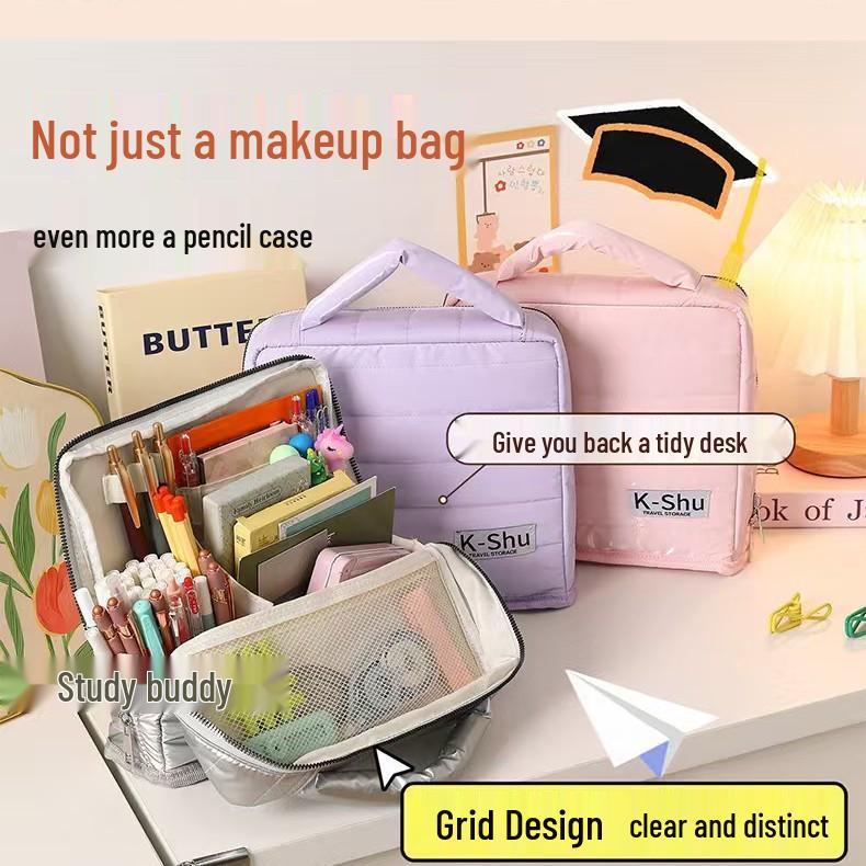 

Magnetic Foldable Pencil & Makeup Storage Bag: Large Capacity, Portable, Stand-Up Design Silver Stand-Up Bag