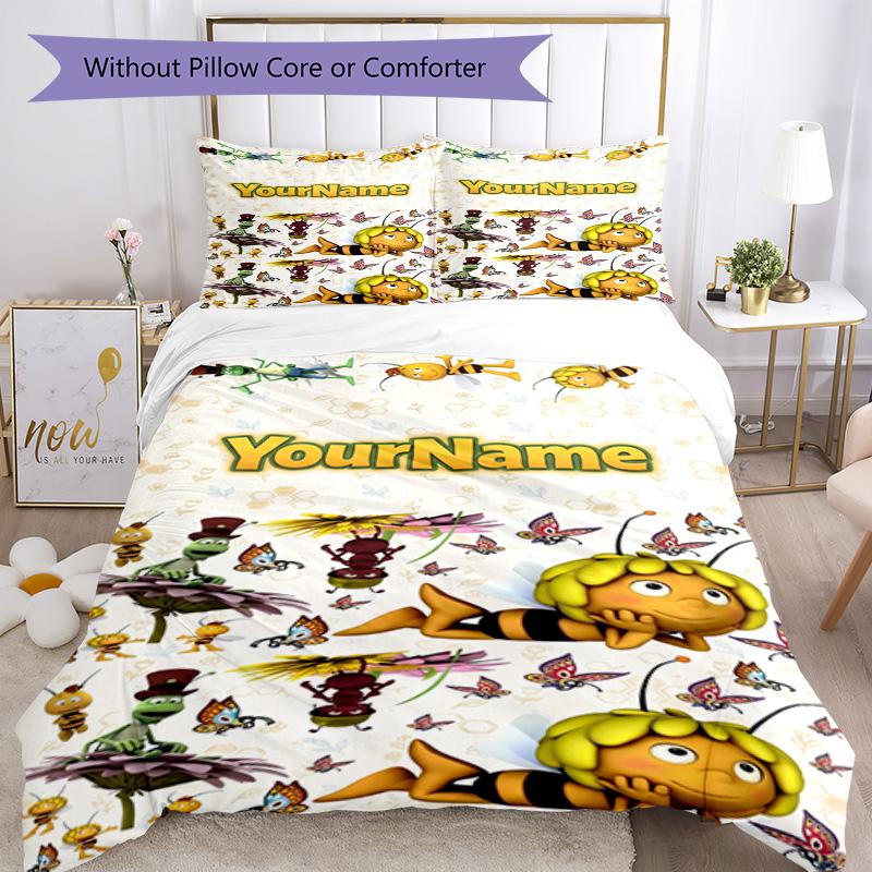 Biene Maja Personalizza il tuo nome Set Biancheria da Letto Copripiumino Traspirante con Federe Decorazione per la Casa Regalo di Compleanno