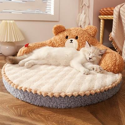 Cat Bed Warm Bear Shape Pet Sleeping Mat for Small Medium Dogs Cats Soft Cozy Cat Sofa Non-slip Puppy Kitten Nest Pet Supplies