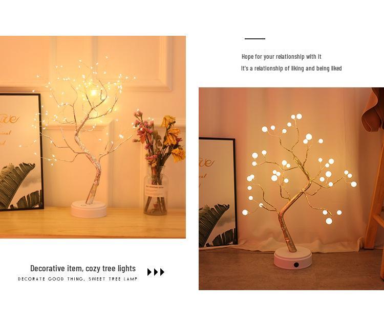Xianci Starry Sky Table Lamp: Creative LED Pearl Golden Leaf Light for Bedroom Decor