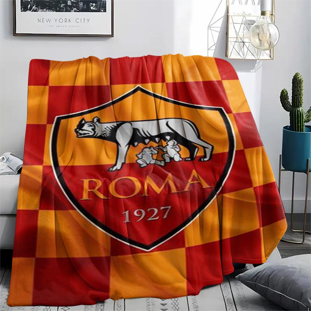1pc A.S Roma Print Flannel Blanket, High Quality Comfortable for All Seasons, Home Decor, Warmth and Comfort, Perfect for Christmas Gifts01